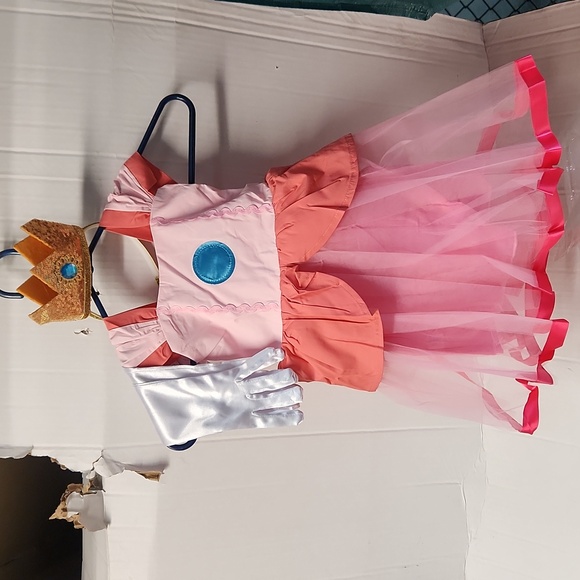 NWT Ghnatygren Girls Pink Princess Halloween Costume w/crown & gloves sz 100 - Picture 1 of 14